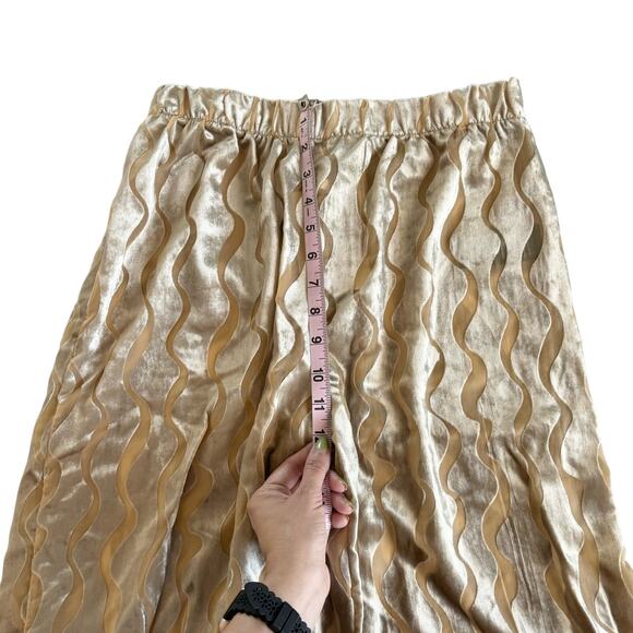 Urban Renewal Parties Remnants Neutral Gold Velvet Burnout Pull On Pants Medium - Picture 4 of 9